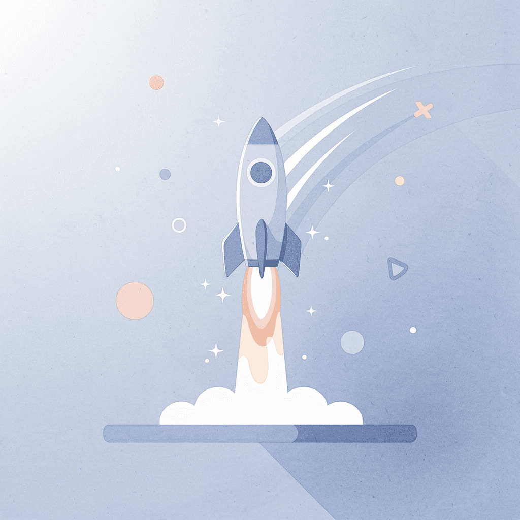 Scene illustration of an object launching upward, representing the renewed energy and competition at live conferences