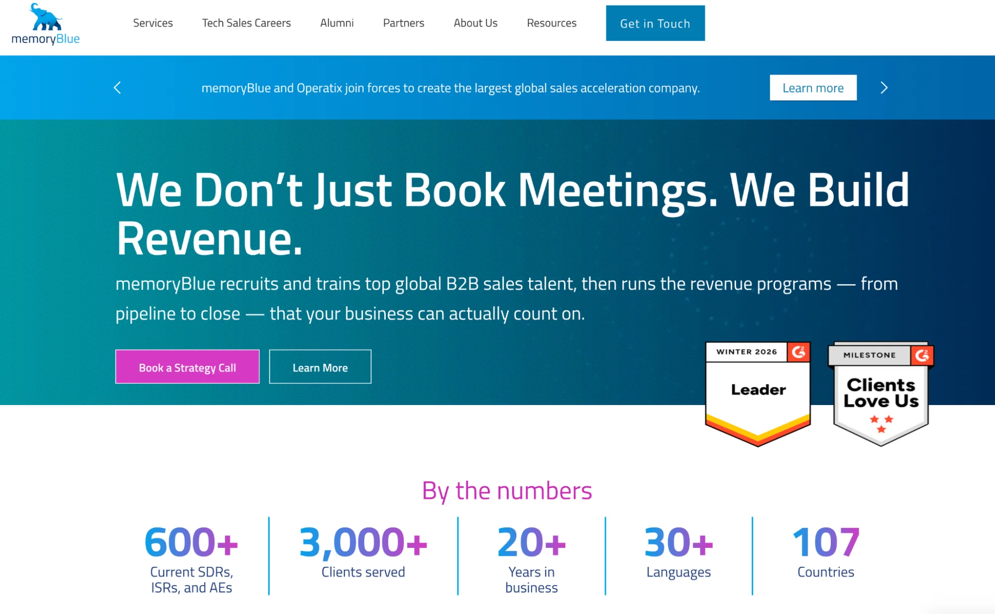 memoryBlue and Operatix homepage: global sales acceleration and outsourced SDR services