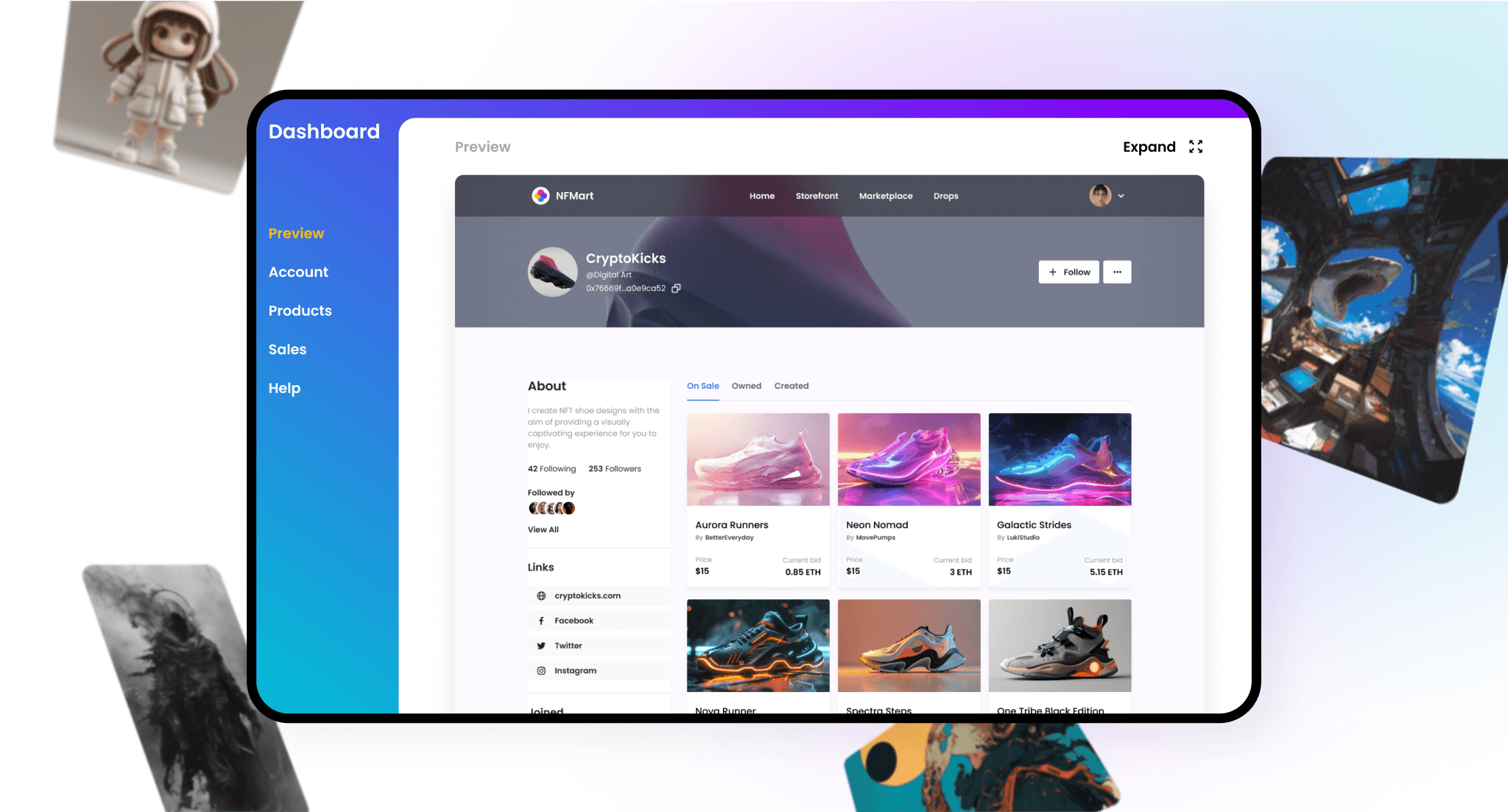 Hero image of a project called Pledgecamp with screenshots displayed on an iPad and an iPhone