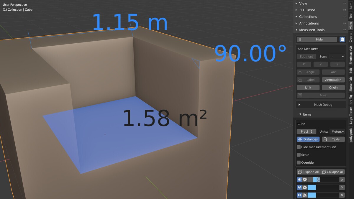 MeasureIt is essential to Blender users who are modeling something on a real-world scale!