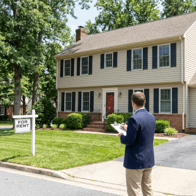 Property manager looking at property in Pasadena, MD