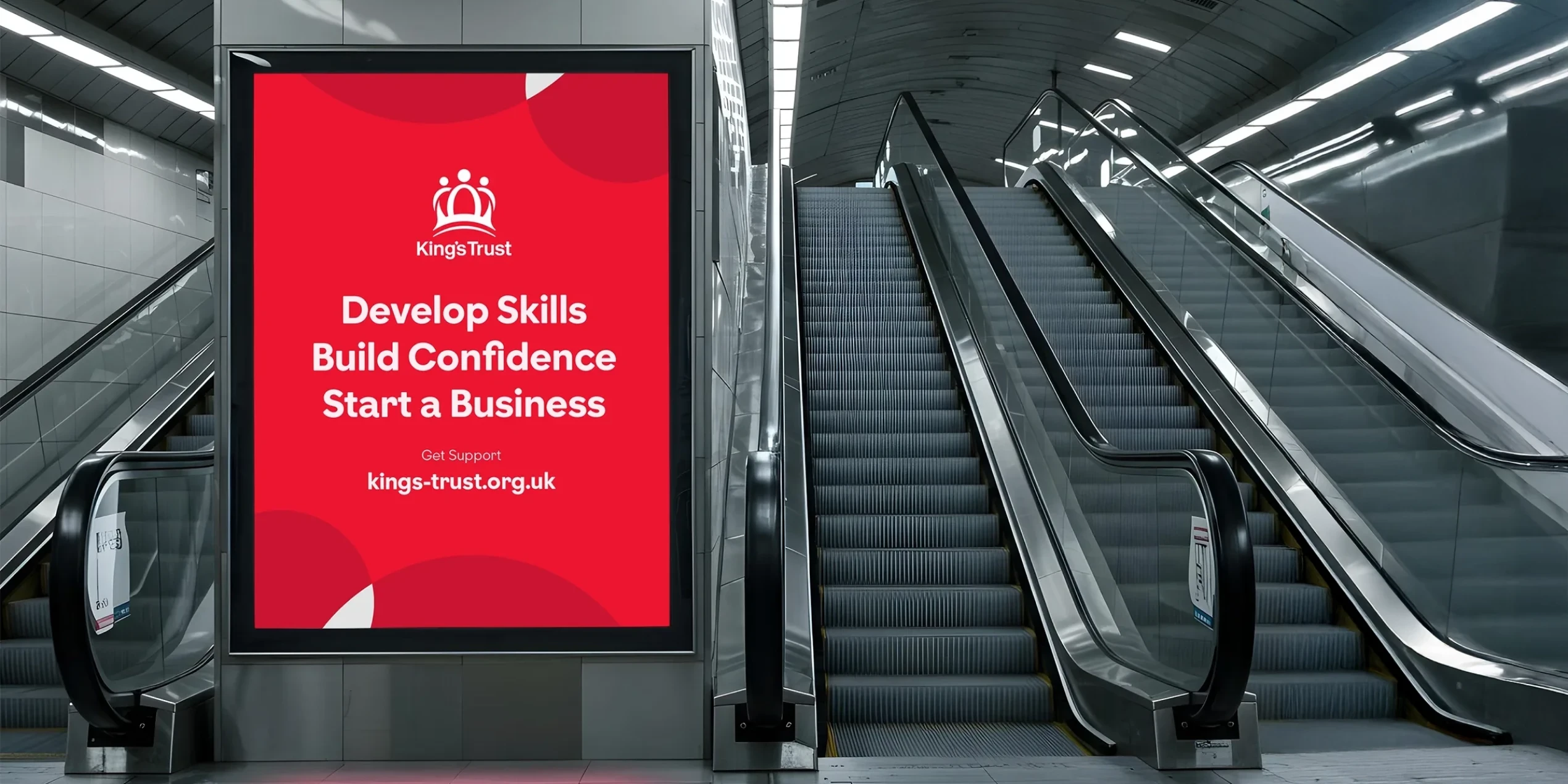 King's Trust digital billboard on the underground in London