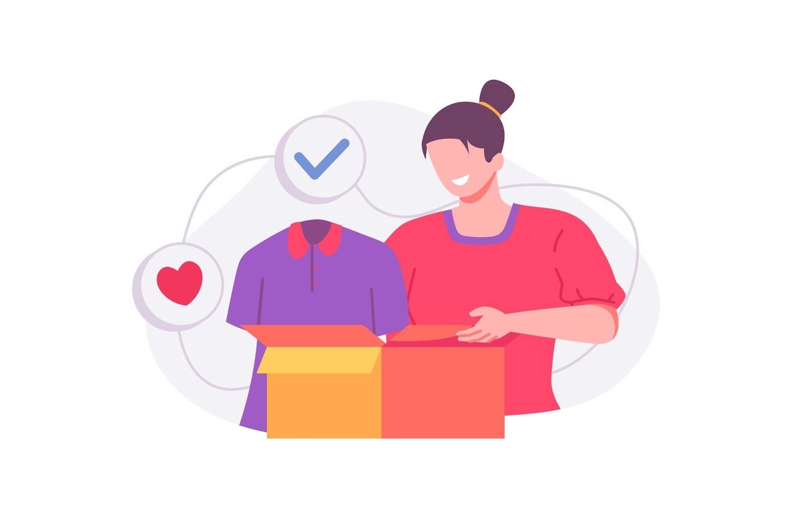 Illustration of a creator unboxing a branded apparel gift for an influencer seeding campaign