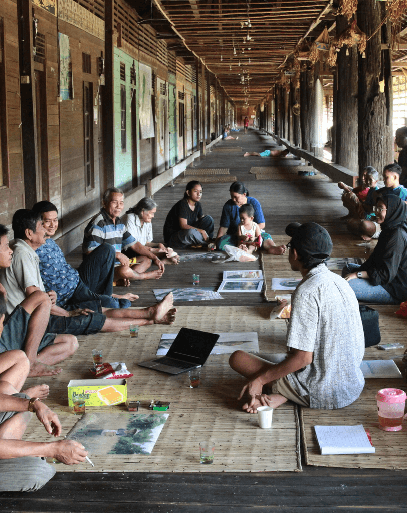 Close-up of a tree stump showing growth rings and a textured brown wood surface.