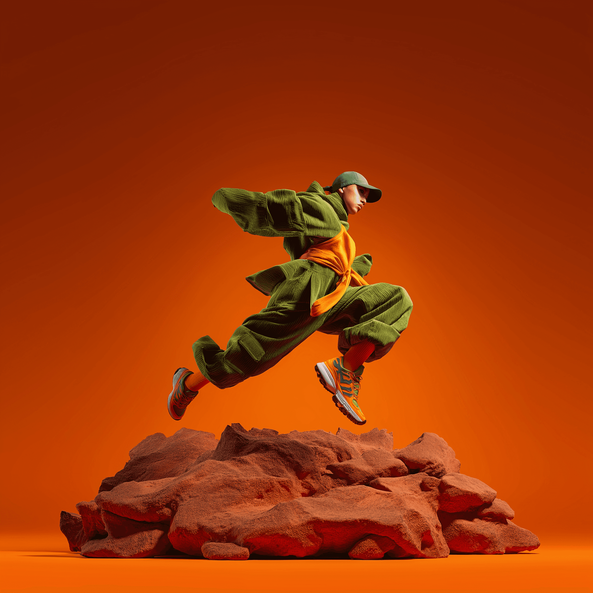 person walking down shady stairs