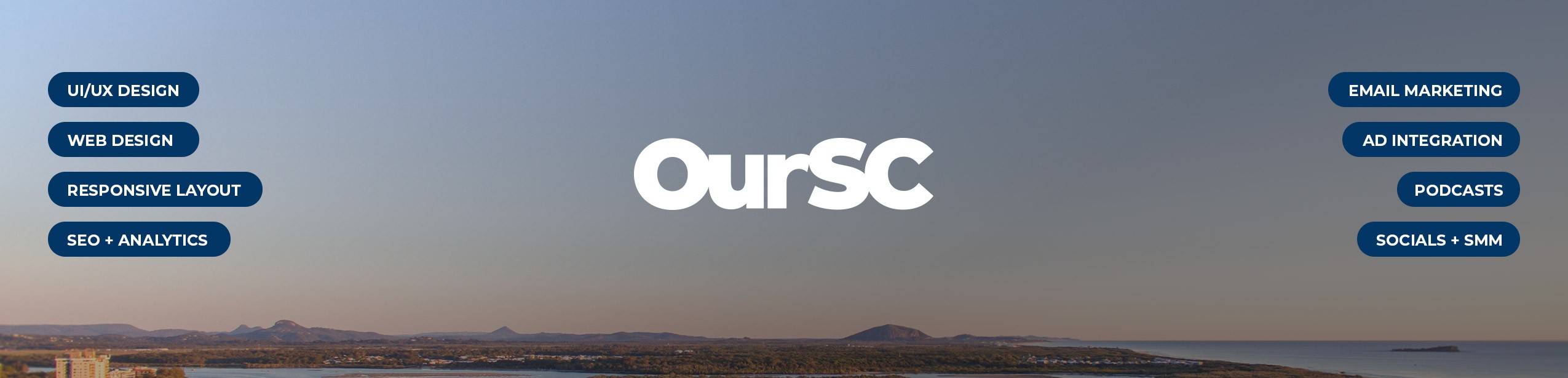 OurSC UI design, website design, responsive layout, analytics setup, email EDM marketing, ad advertisment integration, podcast subdomian and SMM social media marketing