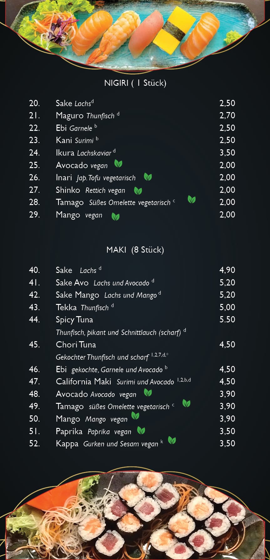 Sushi Menü