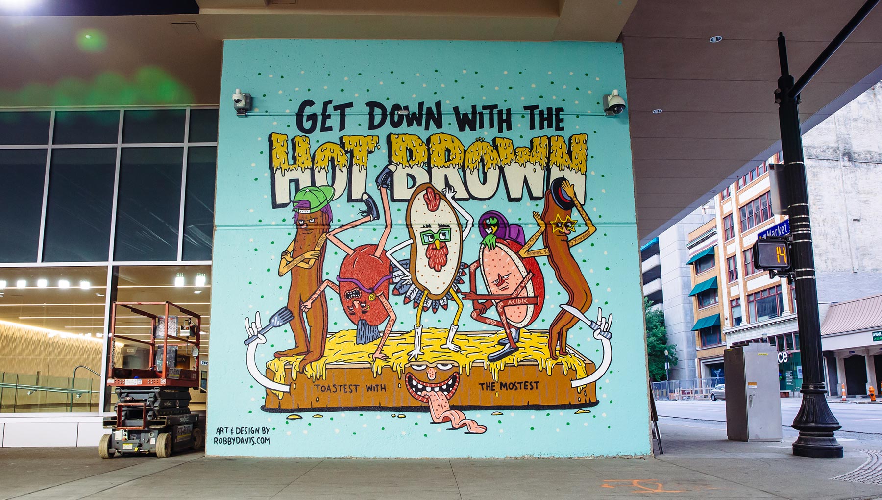 Image of the Hot Brown Mural on 3rd Street in downtown Louisville