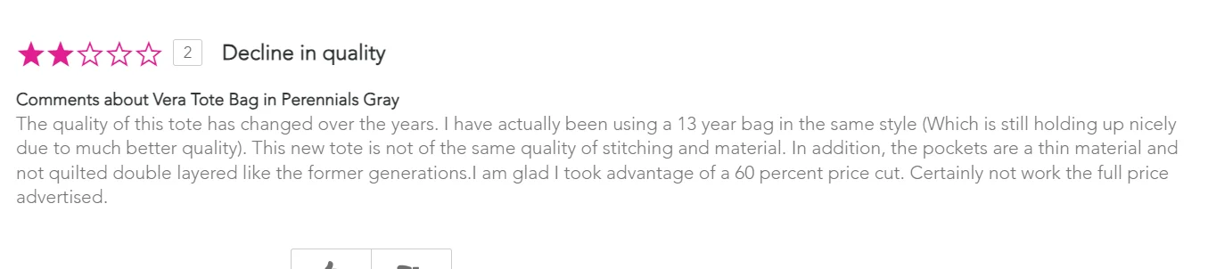 A negative review about quality 