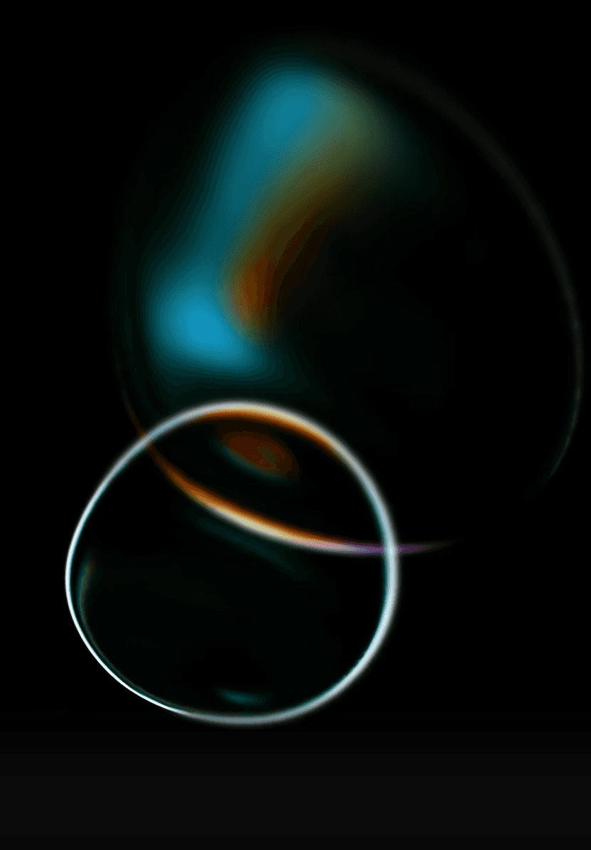  An abstract background image with two overlapping oval shapes, one larger and dark with green and red light refractions, and a smaller one with a white glowing outline, set against a black background, ideal for a "Why Choose Our Service" section.