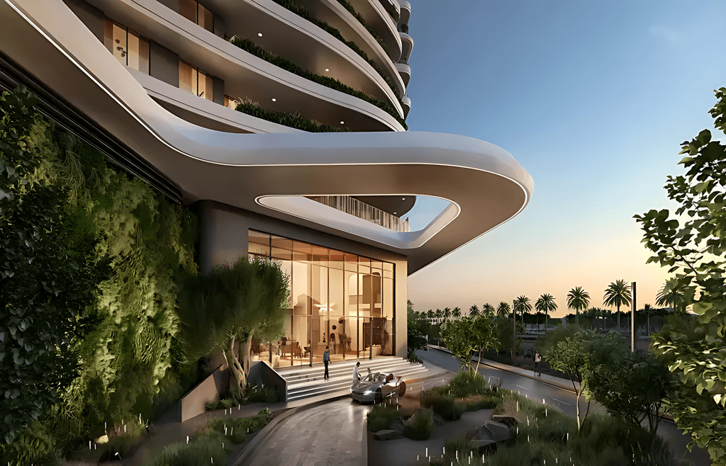 The image shows Teal at Verdes by Haven, living room building with a prominent glass door.