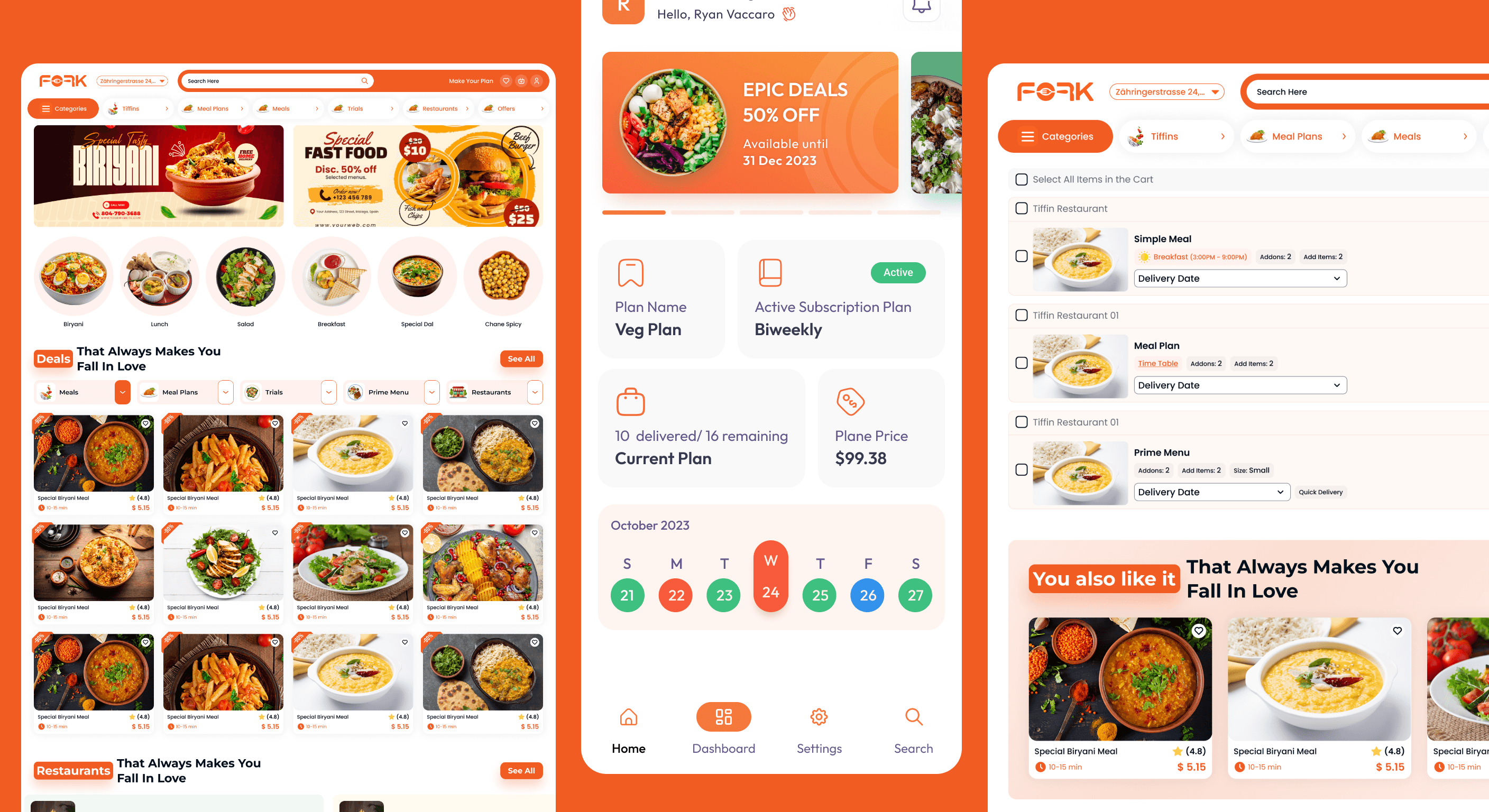 Order Summary UI – Tiffin & Table Booking Confirmation Screen in Fork