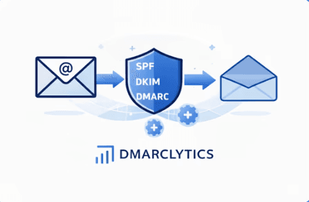 Dmarclytics SPF, DKIM & Dmarc illustration