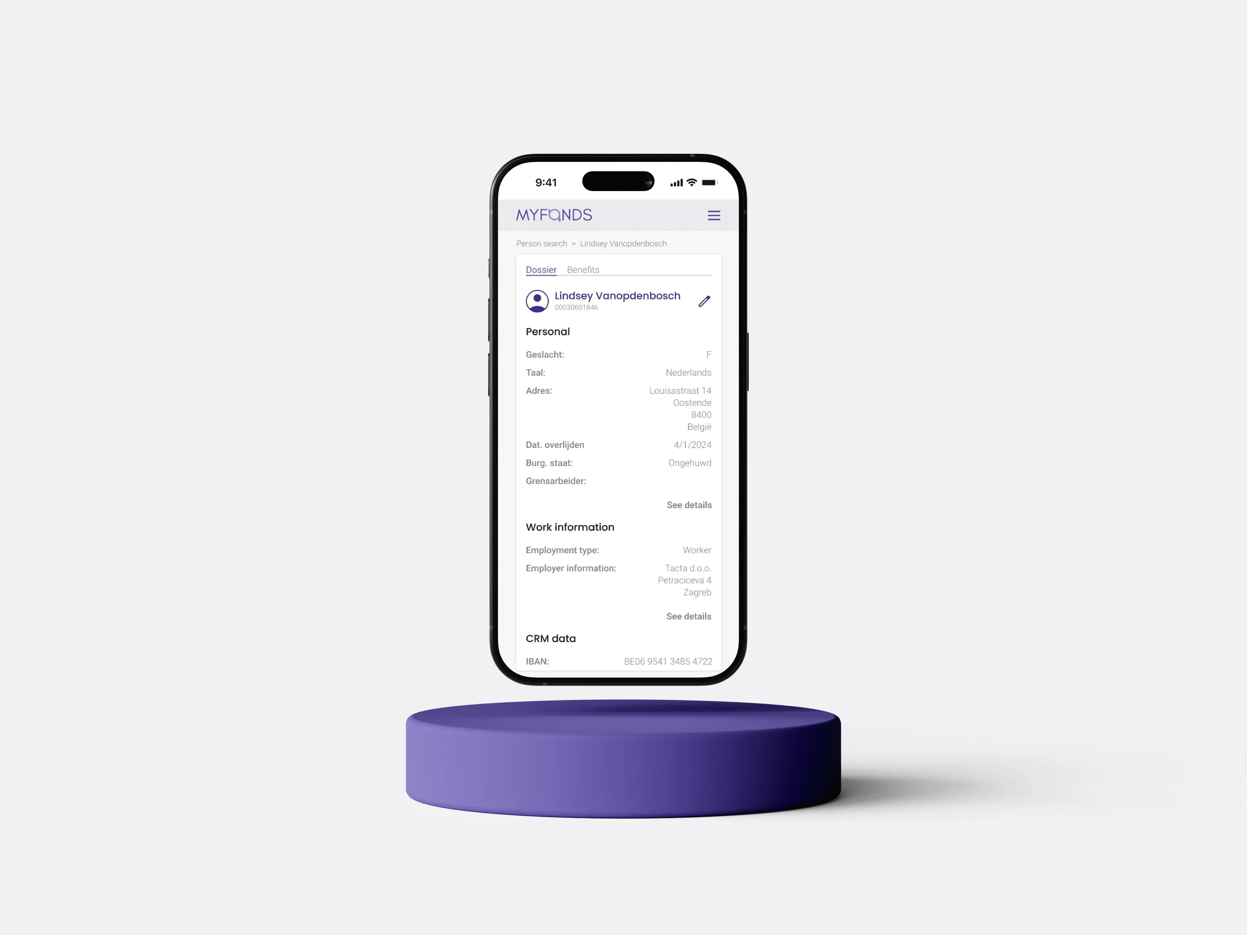 Phone showing MyFonds UI