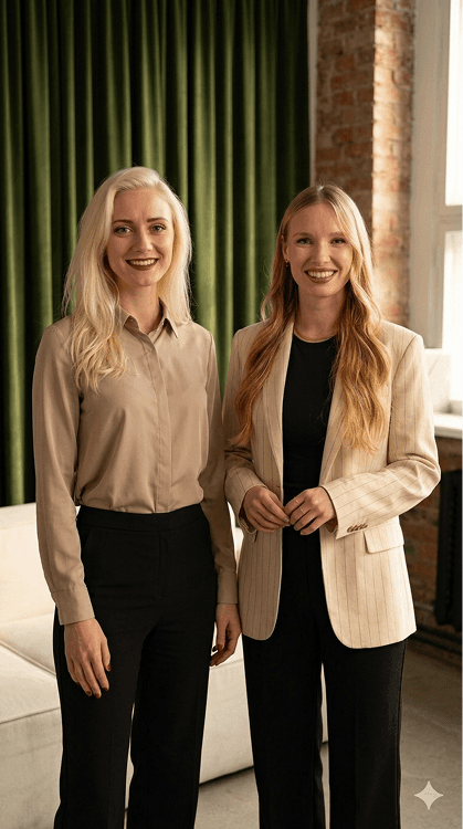 Portrait von Sandrine de vries und Monika Wolff - beide lächeln freundlich in die Kamera
