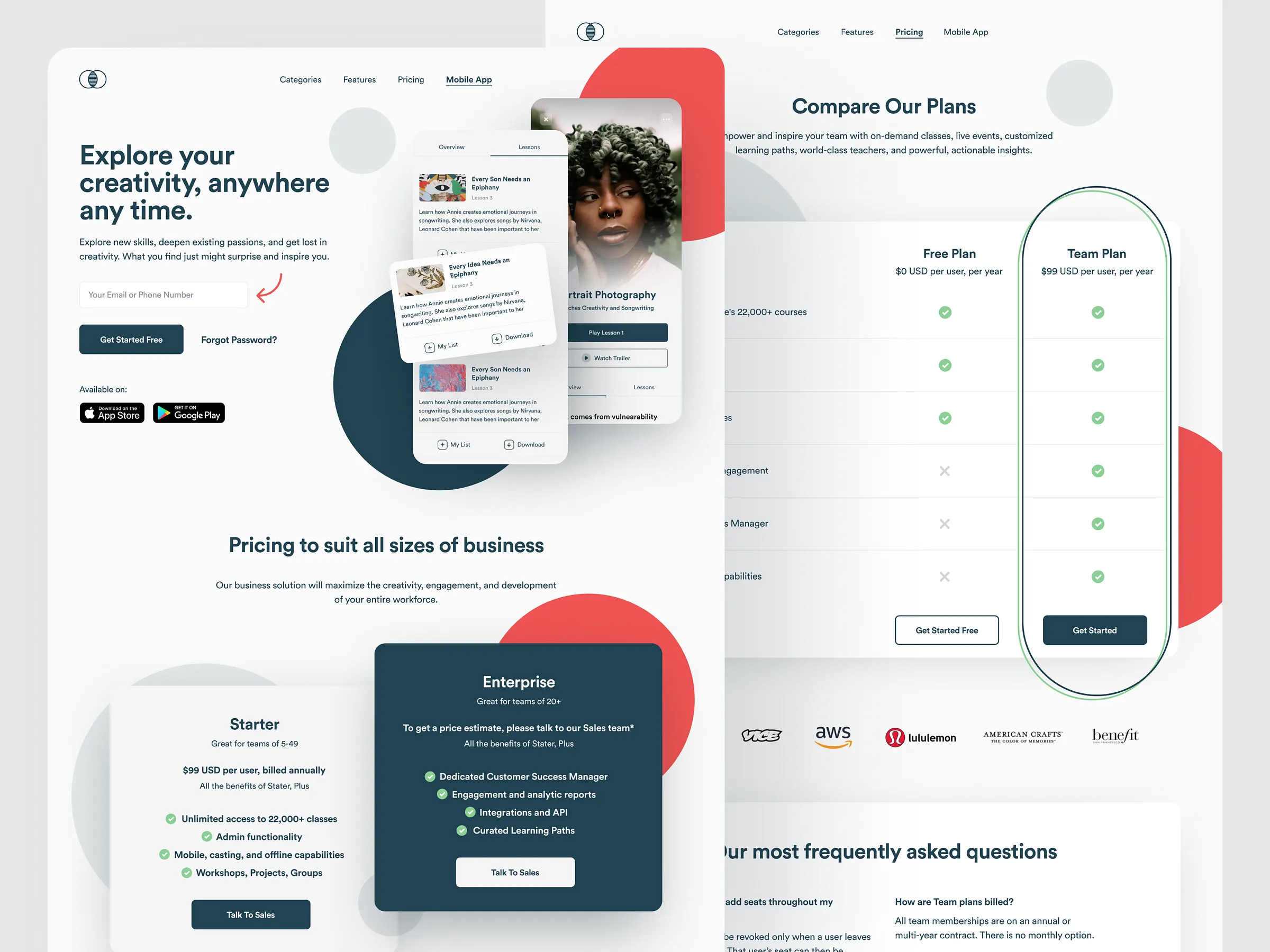 Mobile App Website Design Example