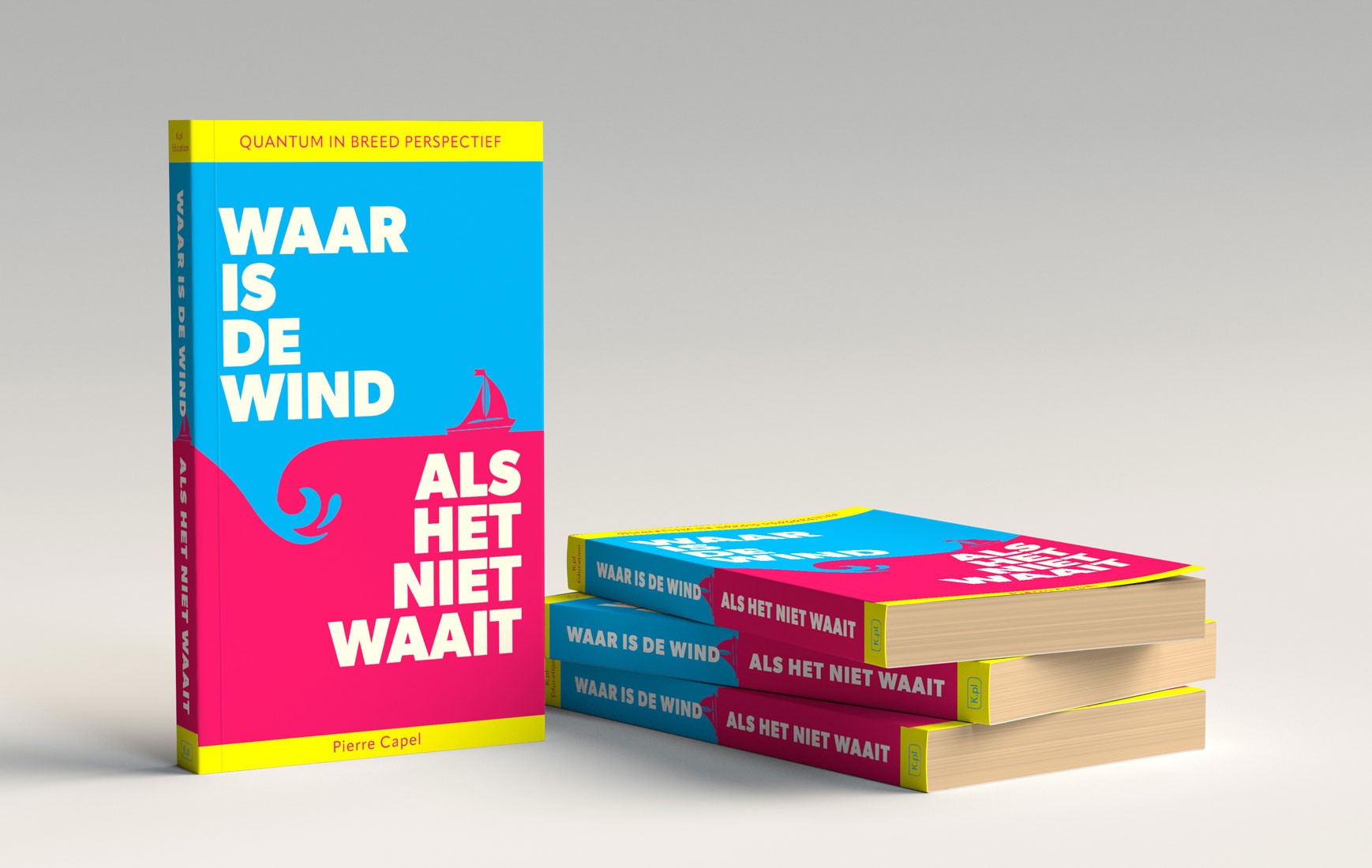 Blue, pink and yellow book cover of Prof. Pierre Capel of the book Where is wind when it doesn't blow