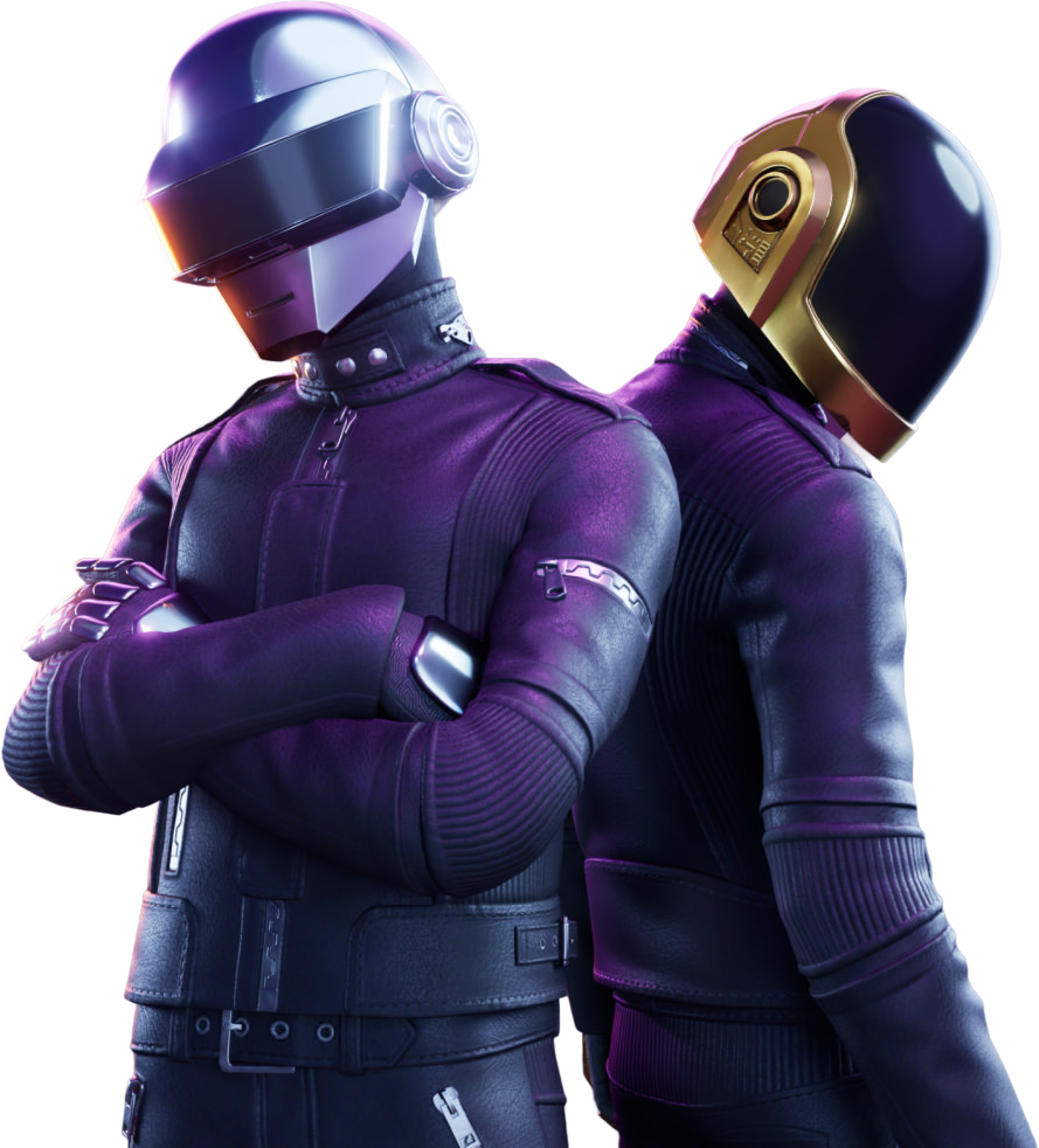 Daft Punk Fortnite characters dressed in Purple outfits