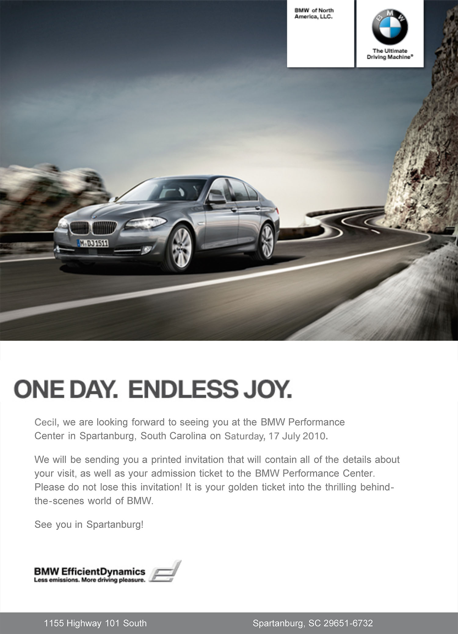 BMW USA Cool Down Focus Group Email