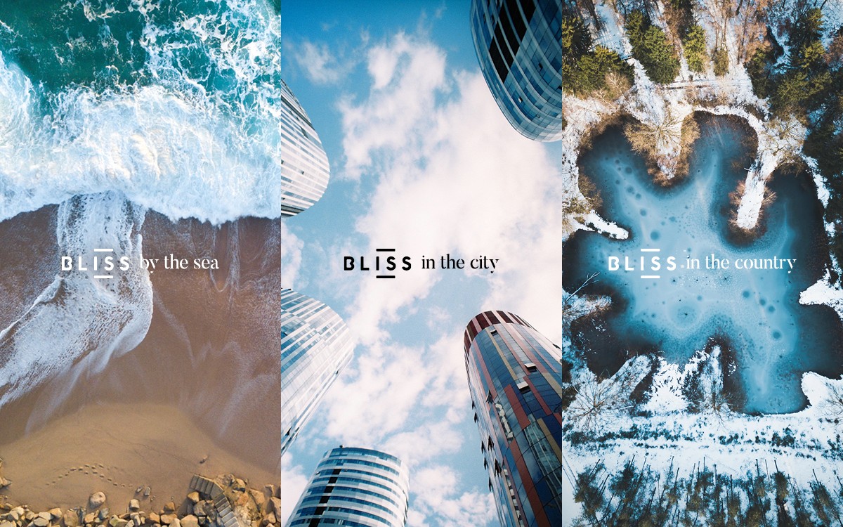 Three images of the sea, city and countryside