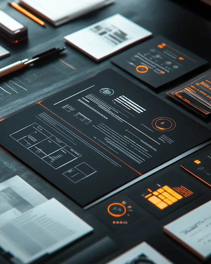 A spread of sales assets being evaluated by FireWerks in the studio