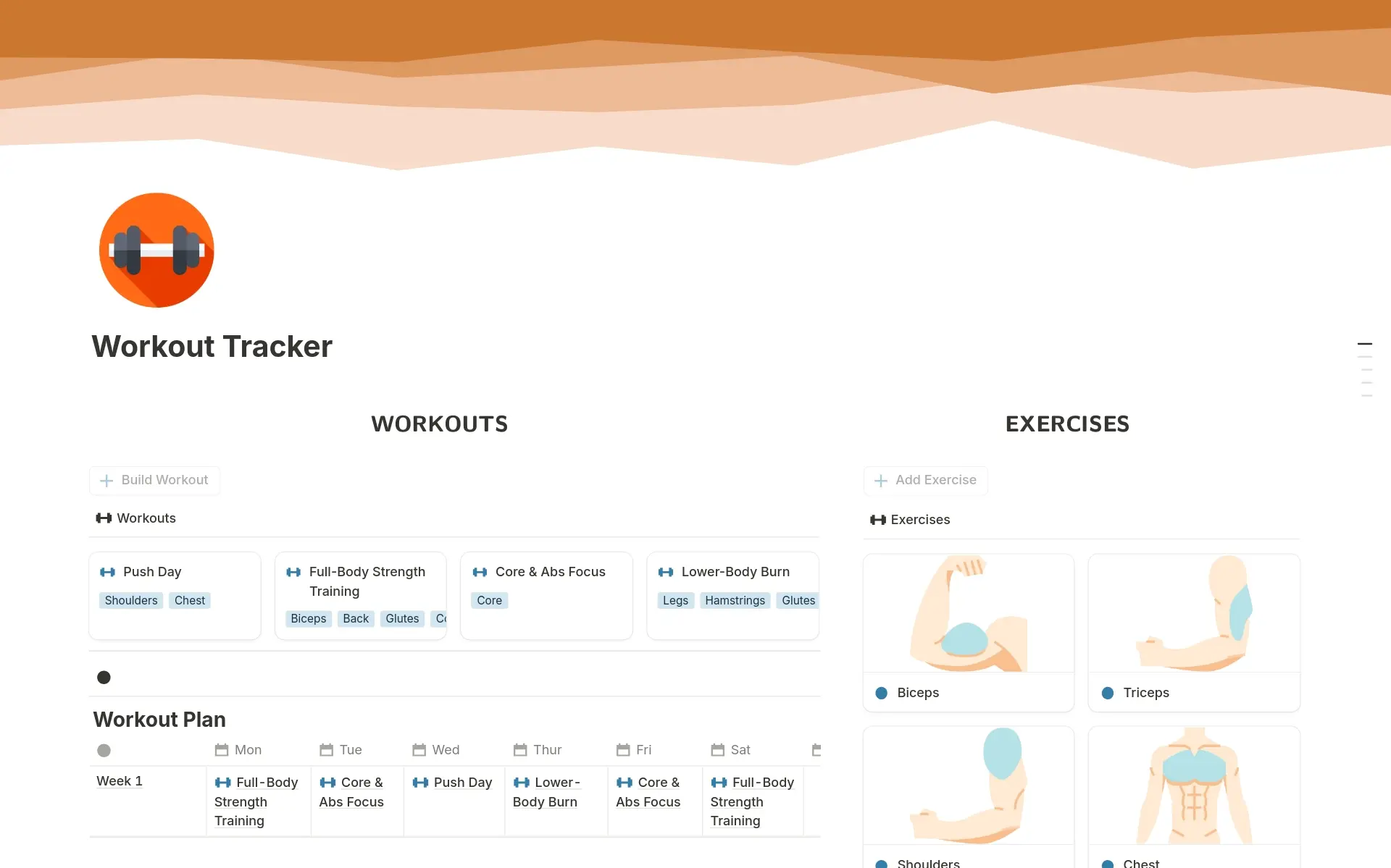 free notion workout tracker template