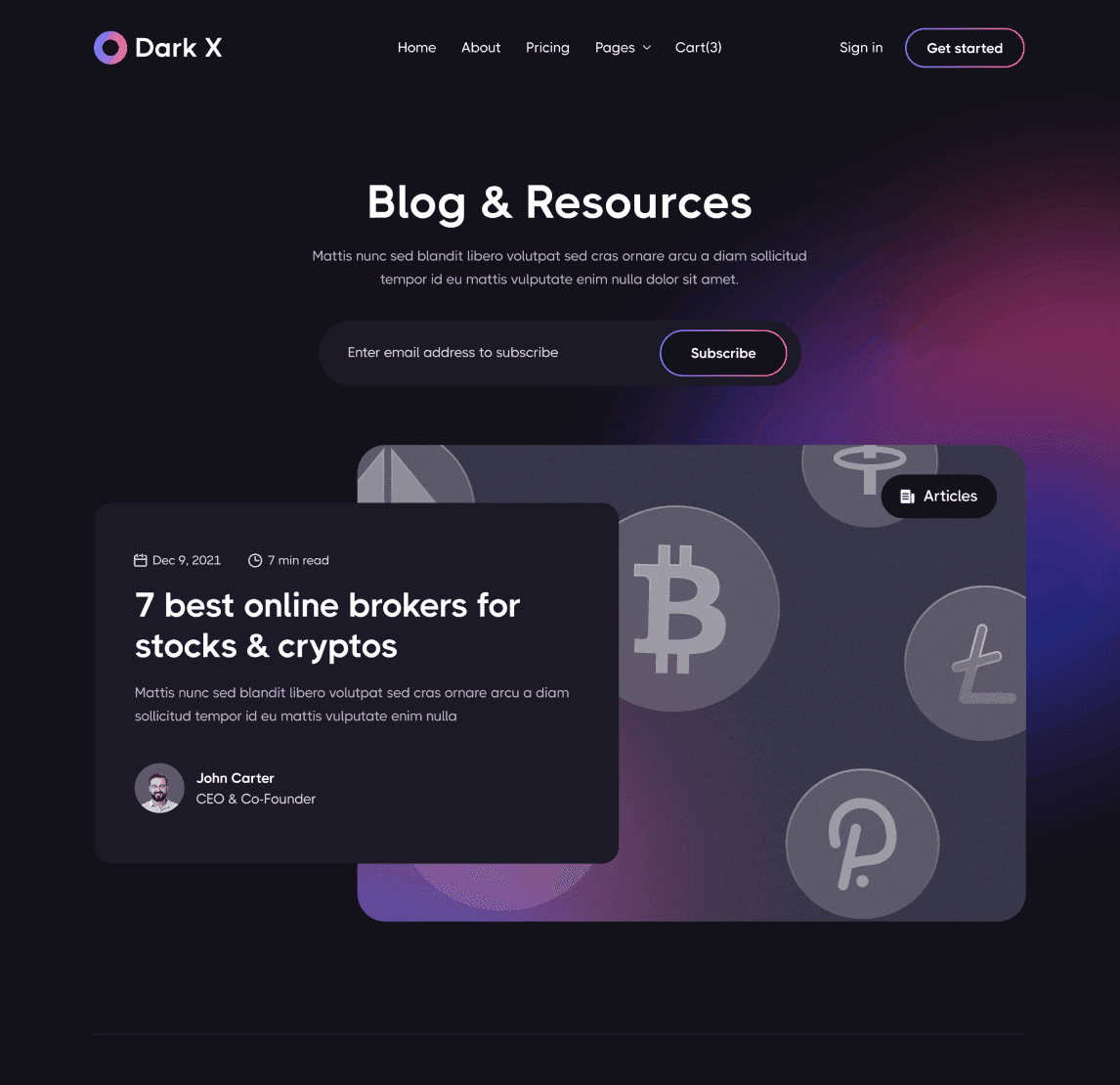 Invstor X - Home V1 Page - Investment Firm Framer Template