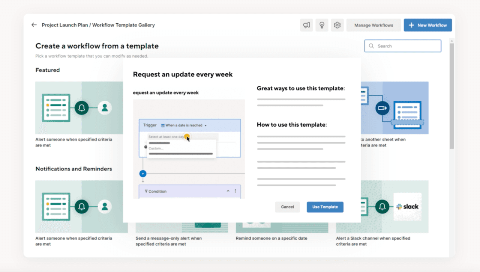 Smartsheet project management tool interface