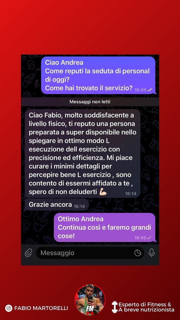 Testimonianza cliente servizio online coaching Fabio Martorelli