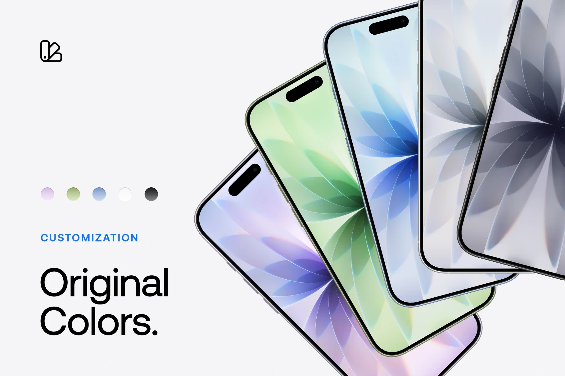 iPhone 17 mockups displaying original Apple device colors and screen styles.
