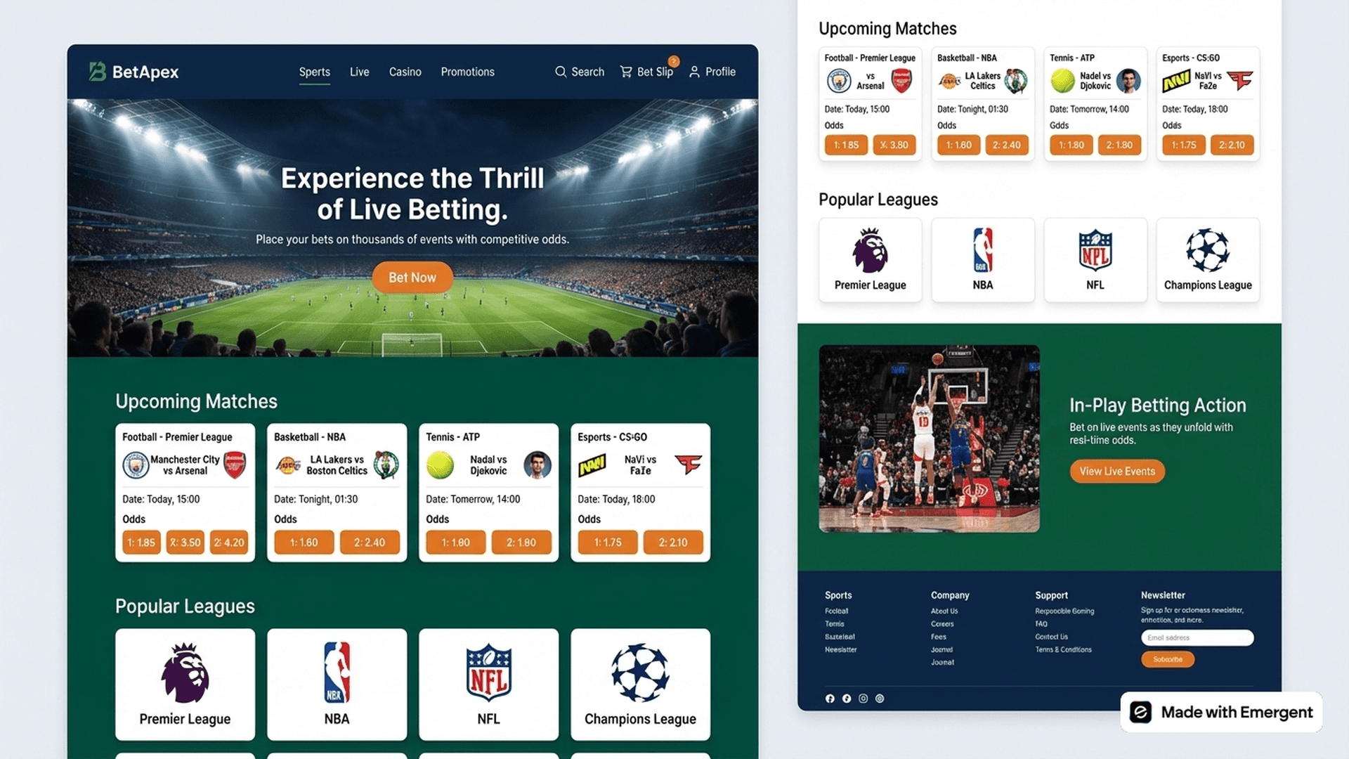 betting website made with emergent