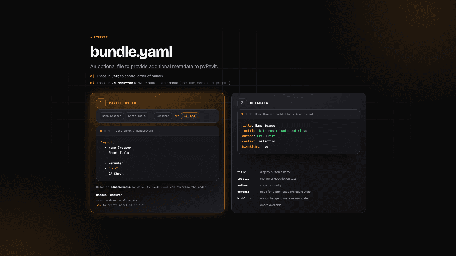 bundle.yaml explained: panel order control and button metadata
