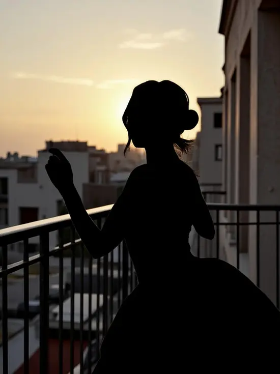 Balcony ballerina silhouette using silhouette maker tool.