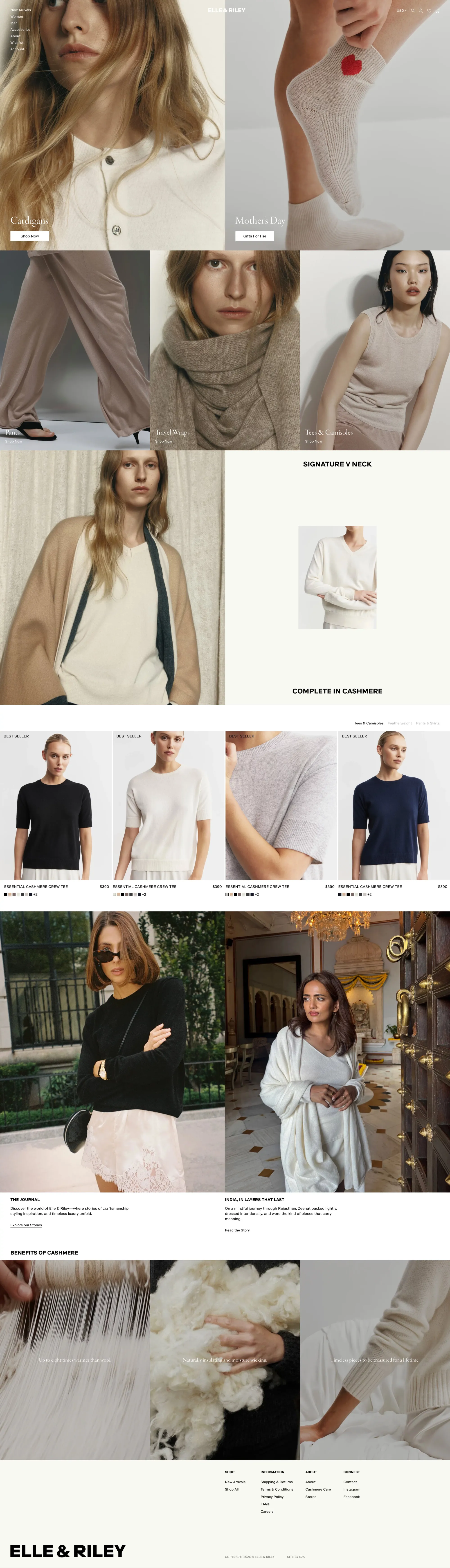 Elle & Riley Official Store l Discover P ecommerce page screenshot showcasing Ecommerce and Fashion design