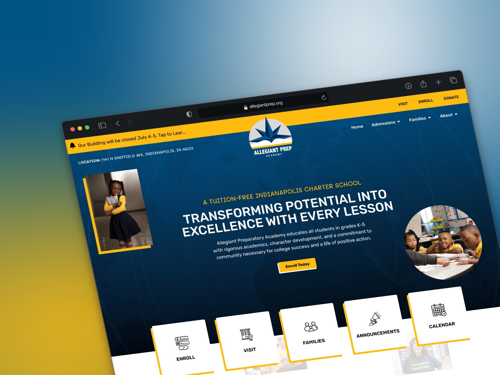 Allegiant Prep website shown across desktop and mobile screens.