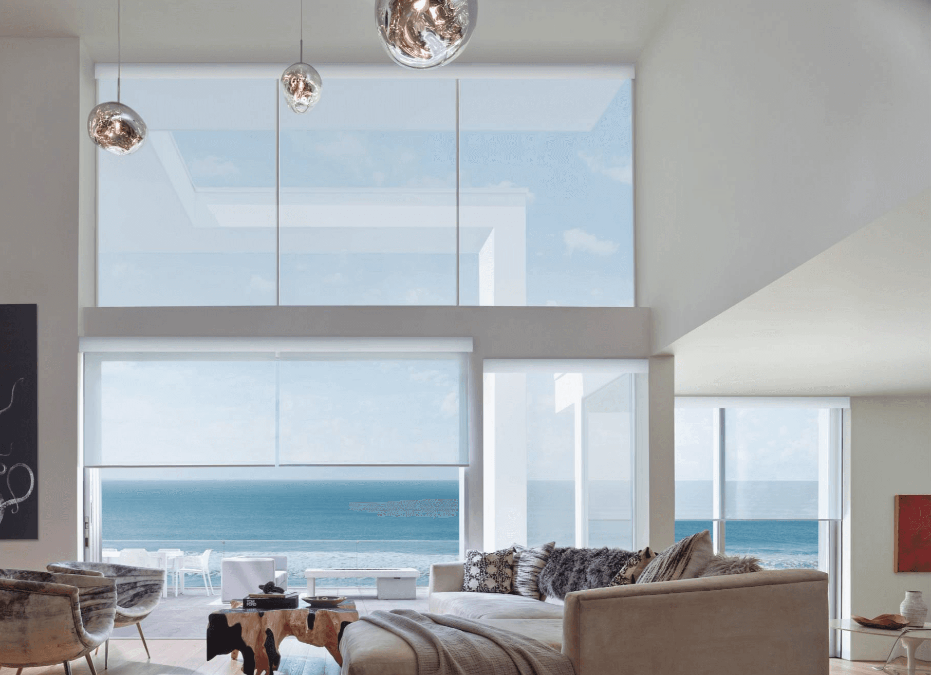 Designer Screen Shades Ocean View Translucent White