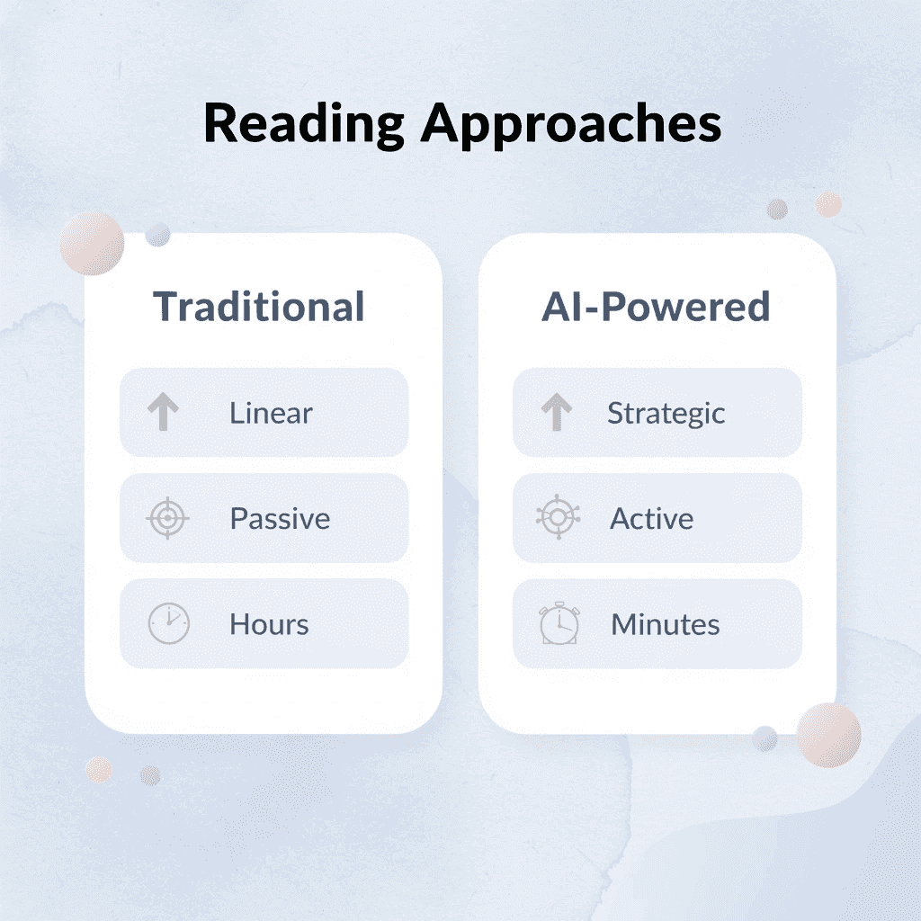 Comparison chart showing traditional vs AI-powered research analysis approaches