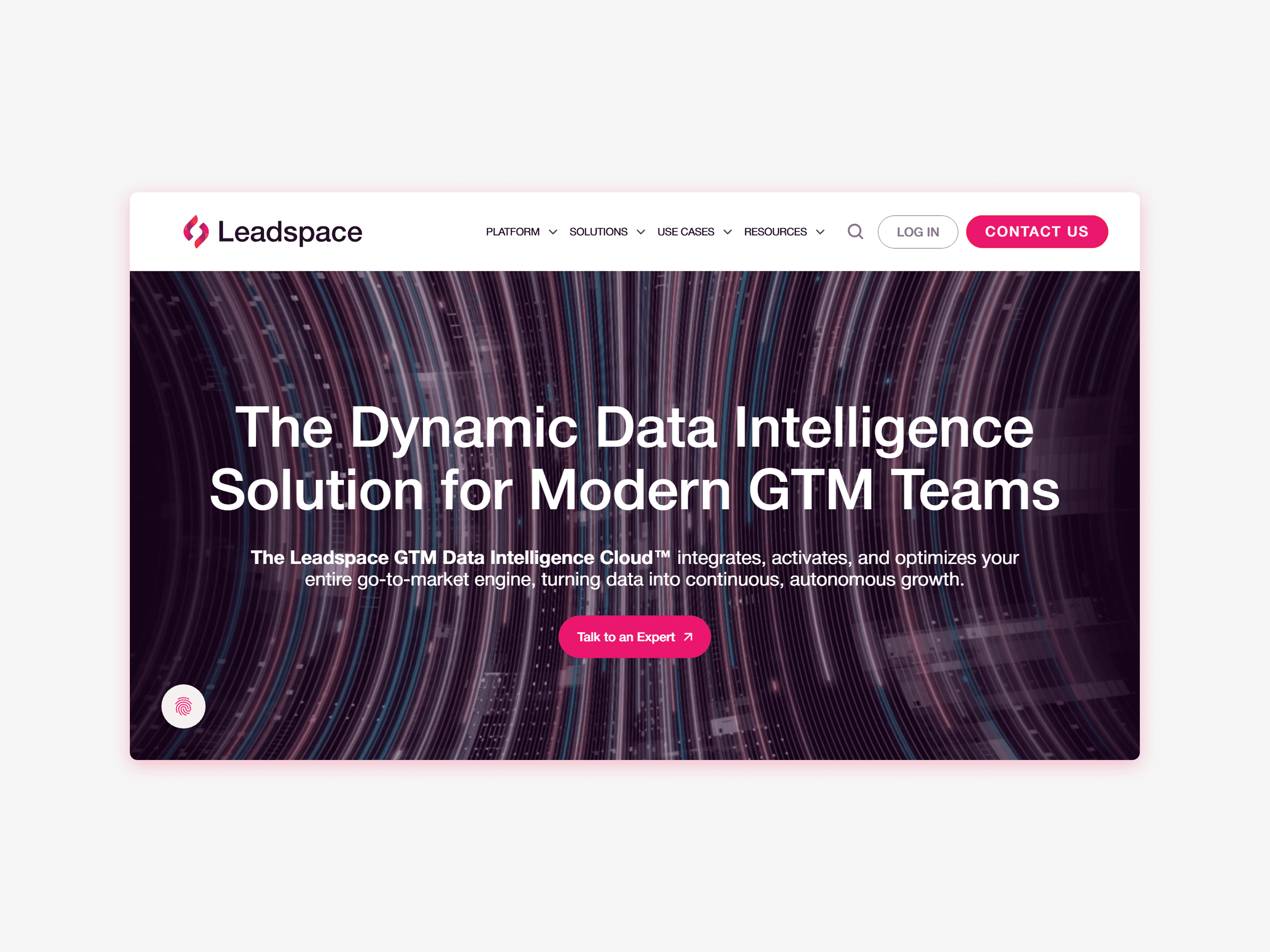 Screenshot of the Leadspace home page
