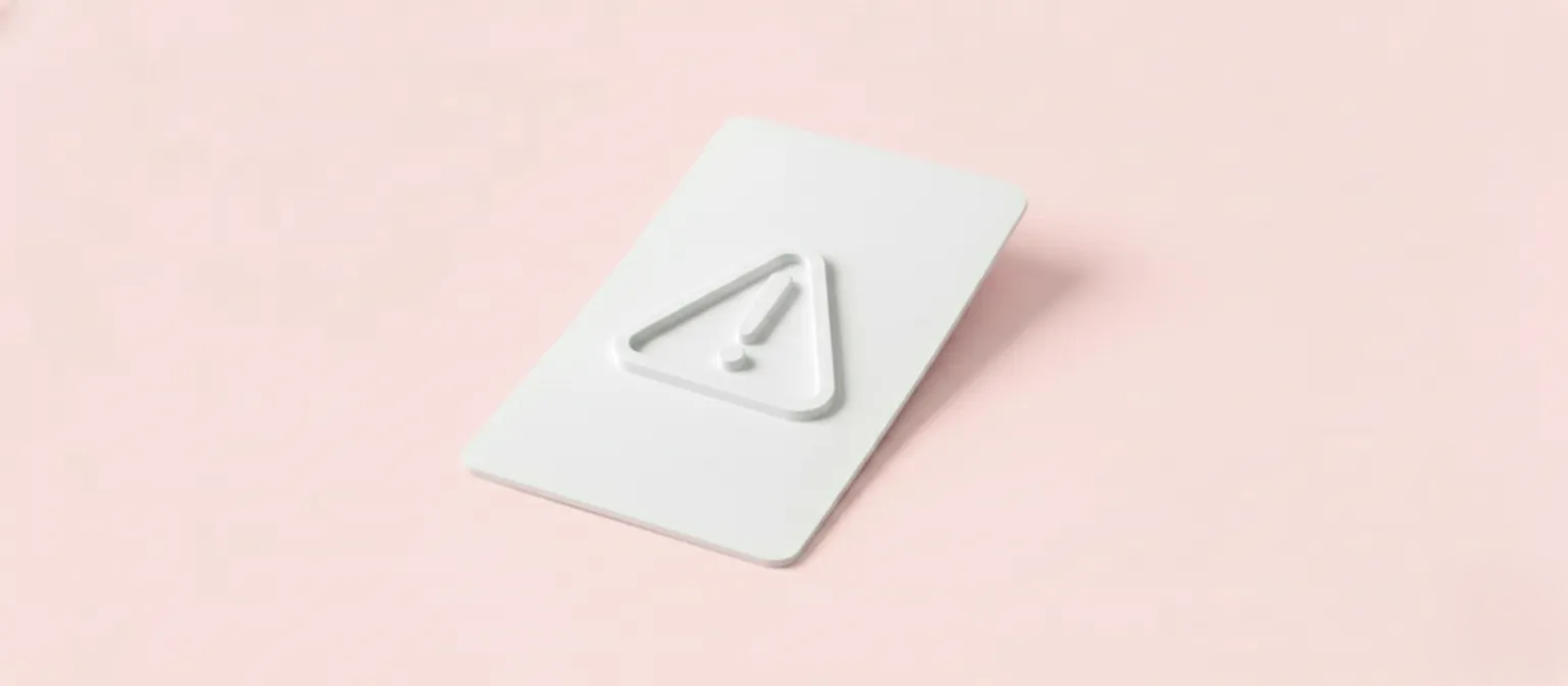 An isometric 3D illustration of a sheet of paper with an alert icon
