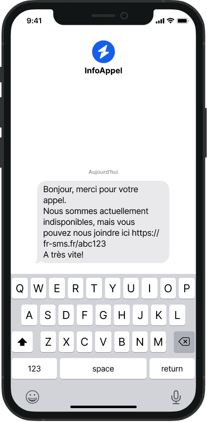 SMS de récupération d'opportunité commerciale suite à un appel manqué