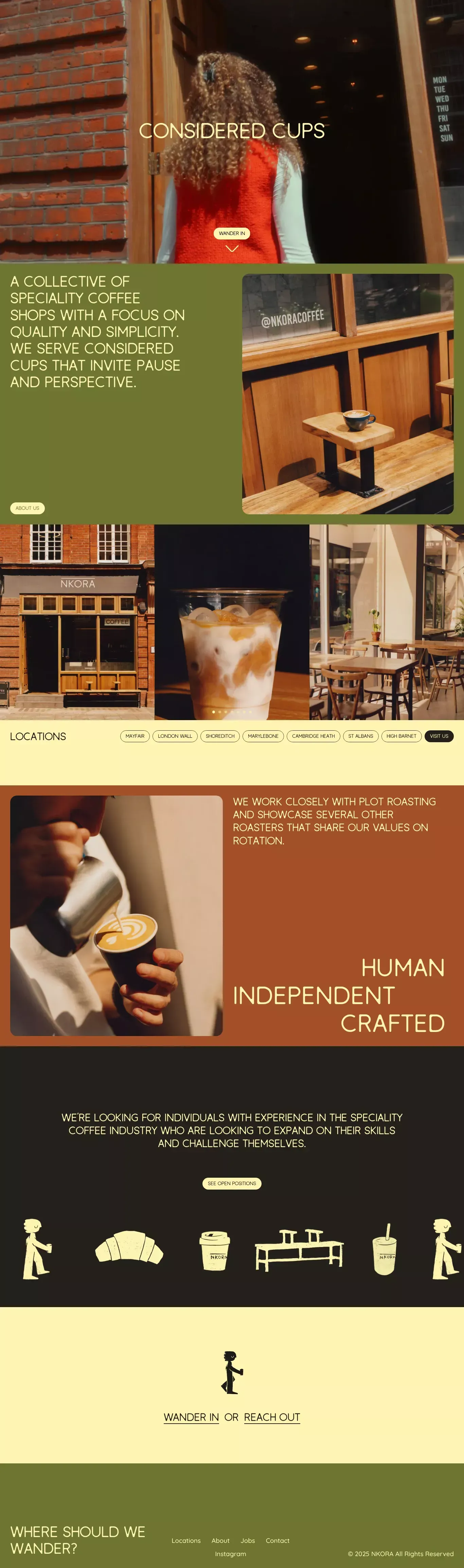 NKORA - Speciality coffee landing page screenshot showcasing Food & Drinks and Local Business design