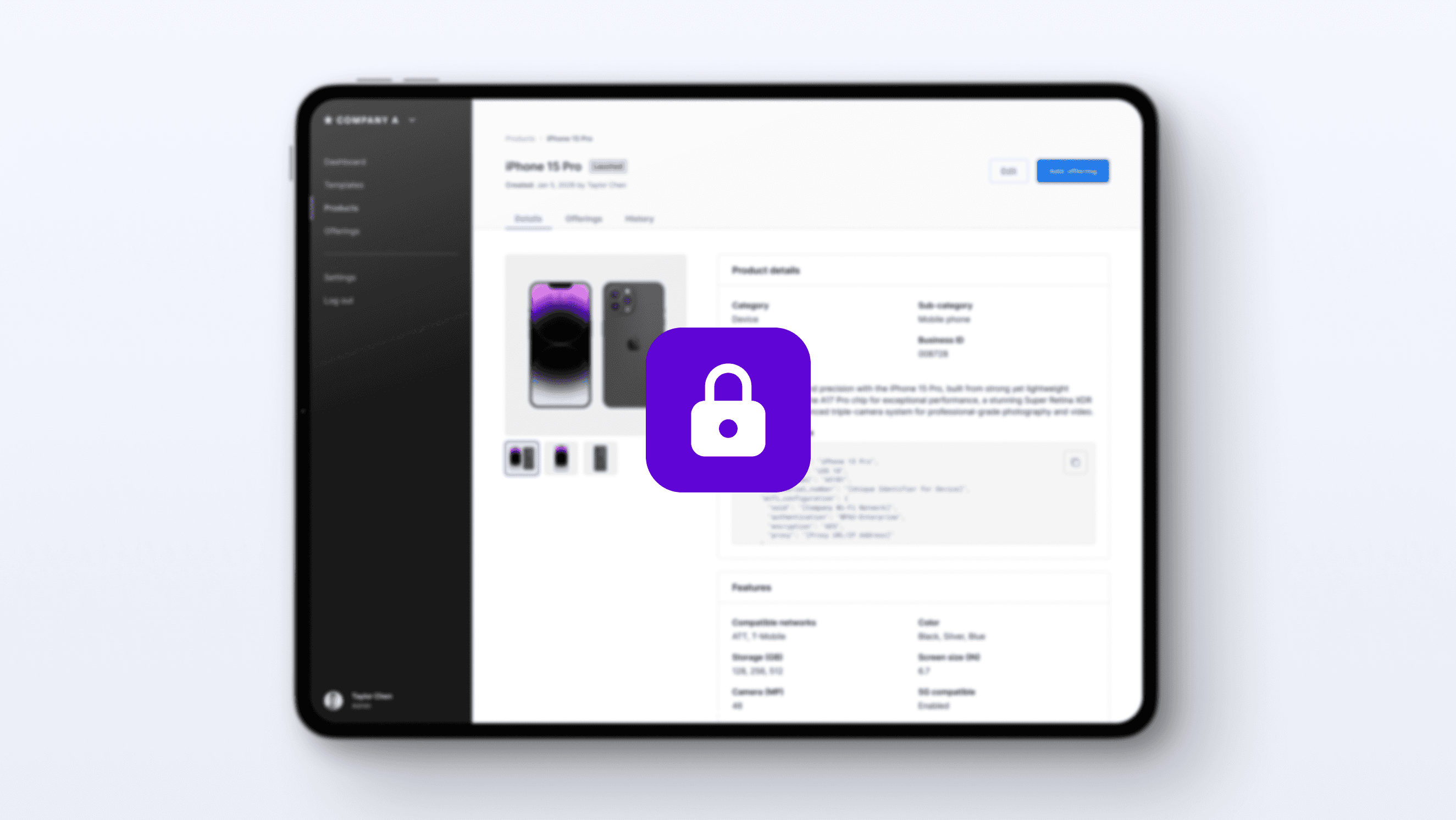 Image of a product catalog with a lock icon