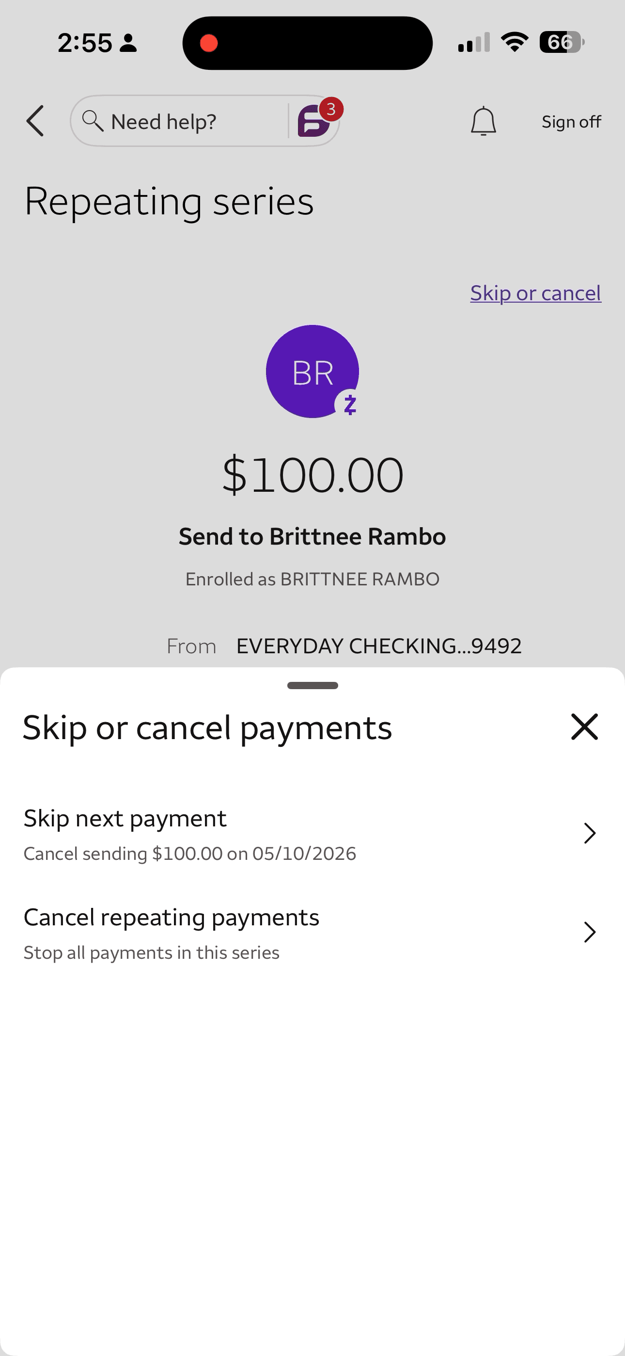 Skip payment flow screen 2