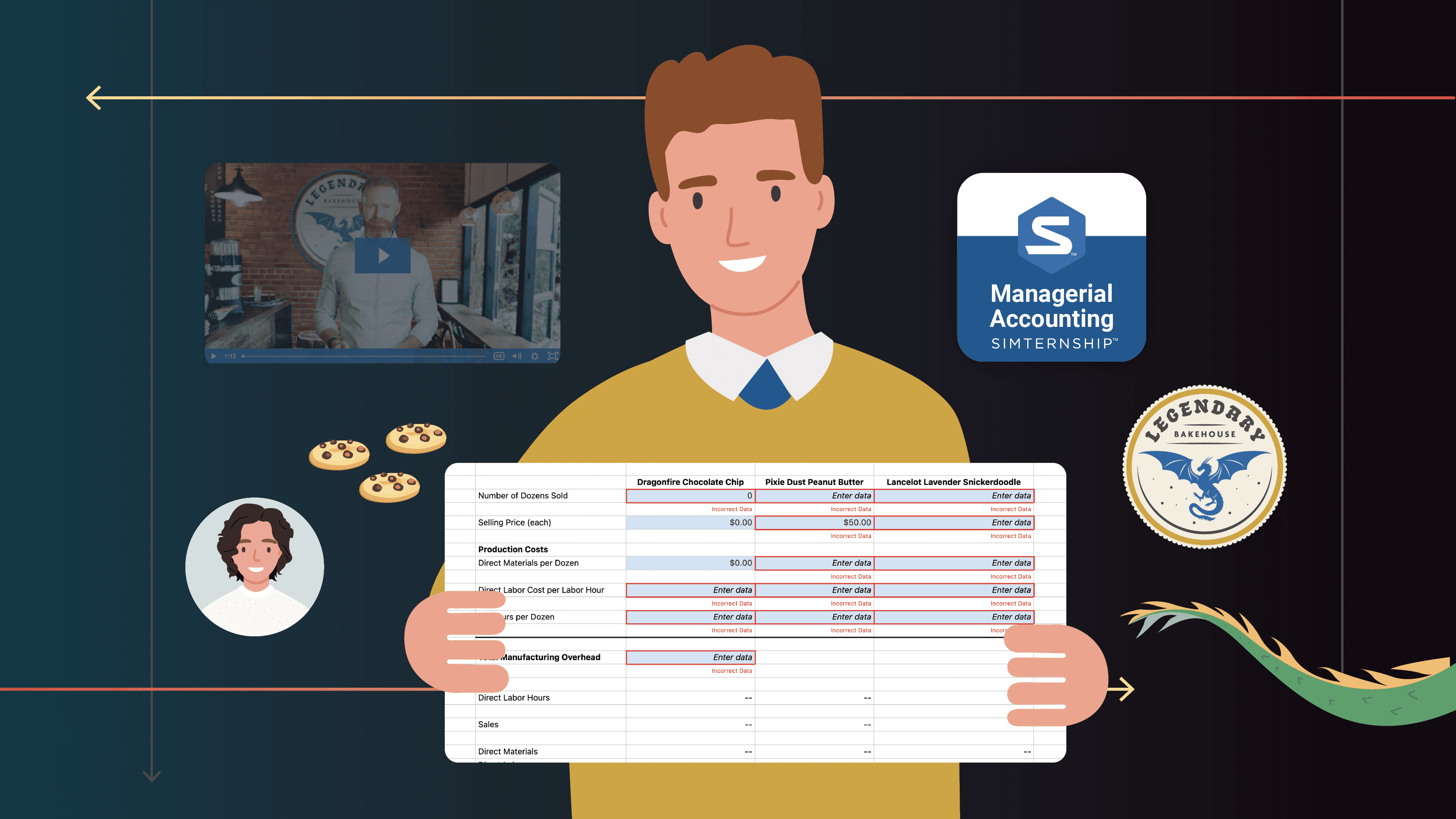 Annimated man holding a spreadsheet