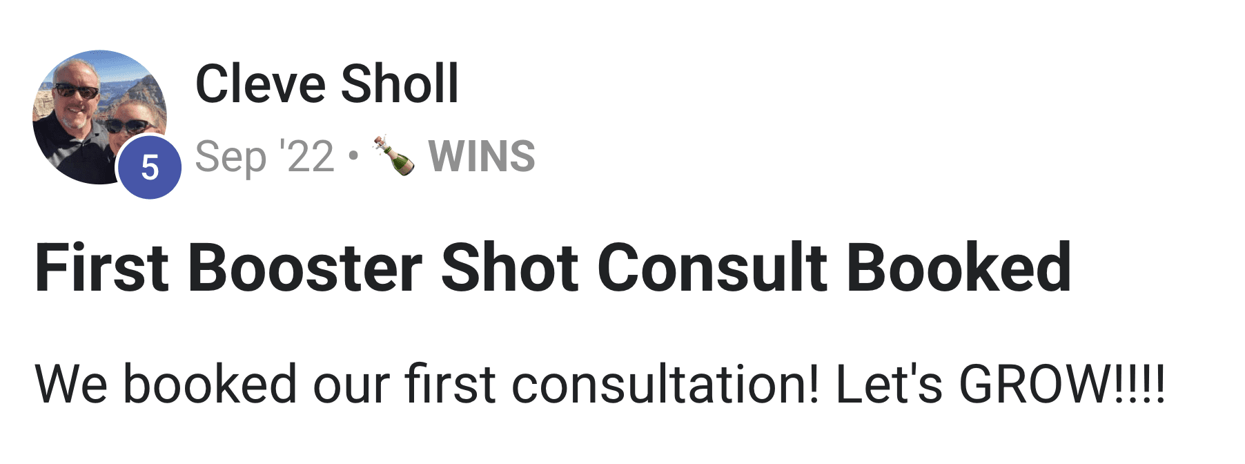 Forever Booked results showing Aesthetic Solutions first booster shot consult booked through automated campaign in September 2022