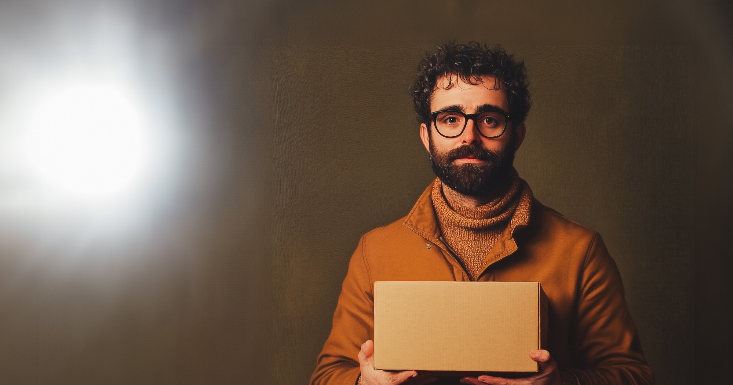 photo of man holding a cardboard box