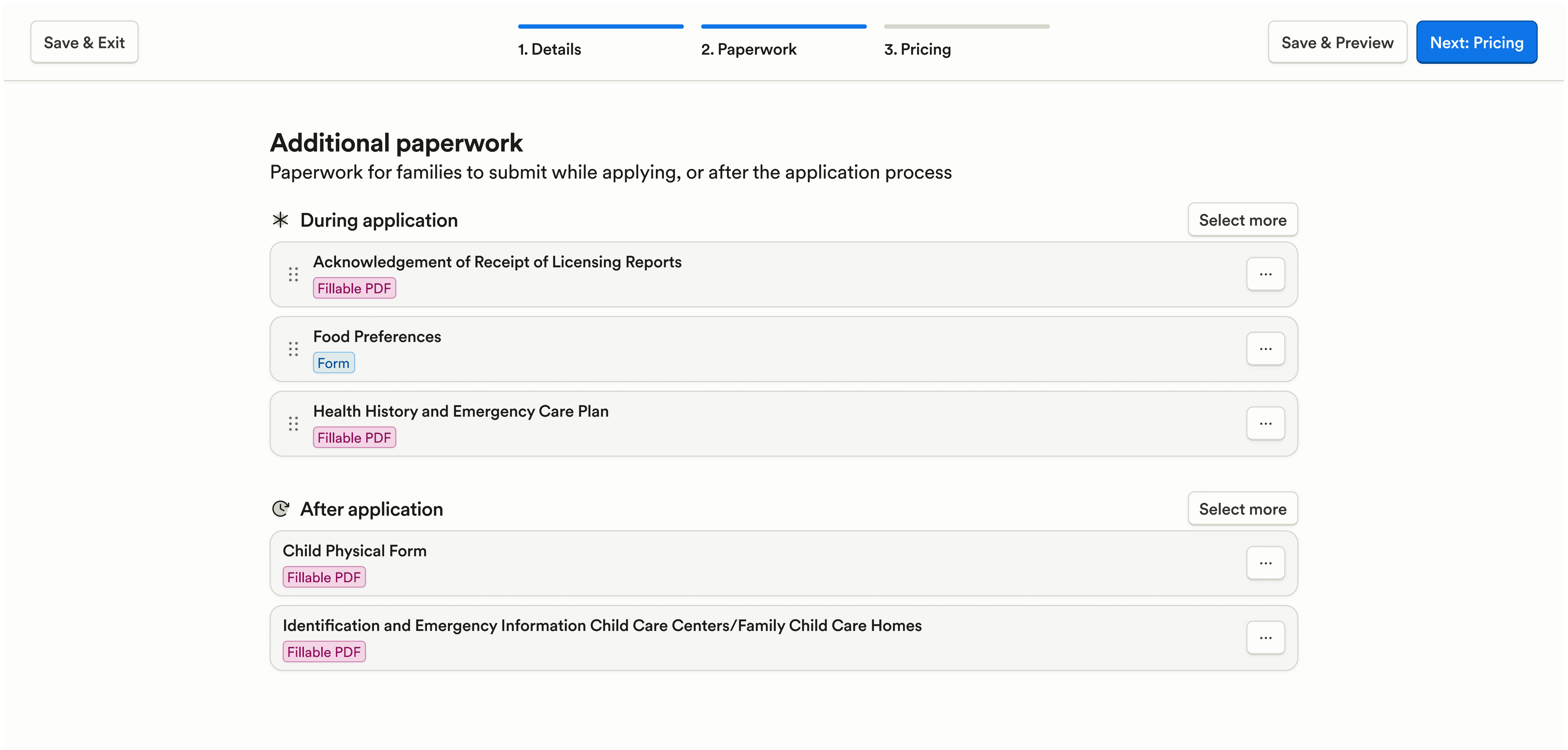 Updated paperwork settings for enrollment listings