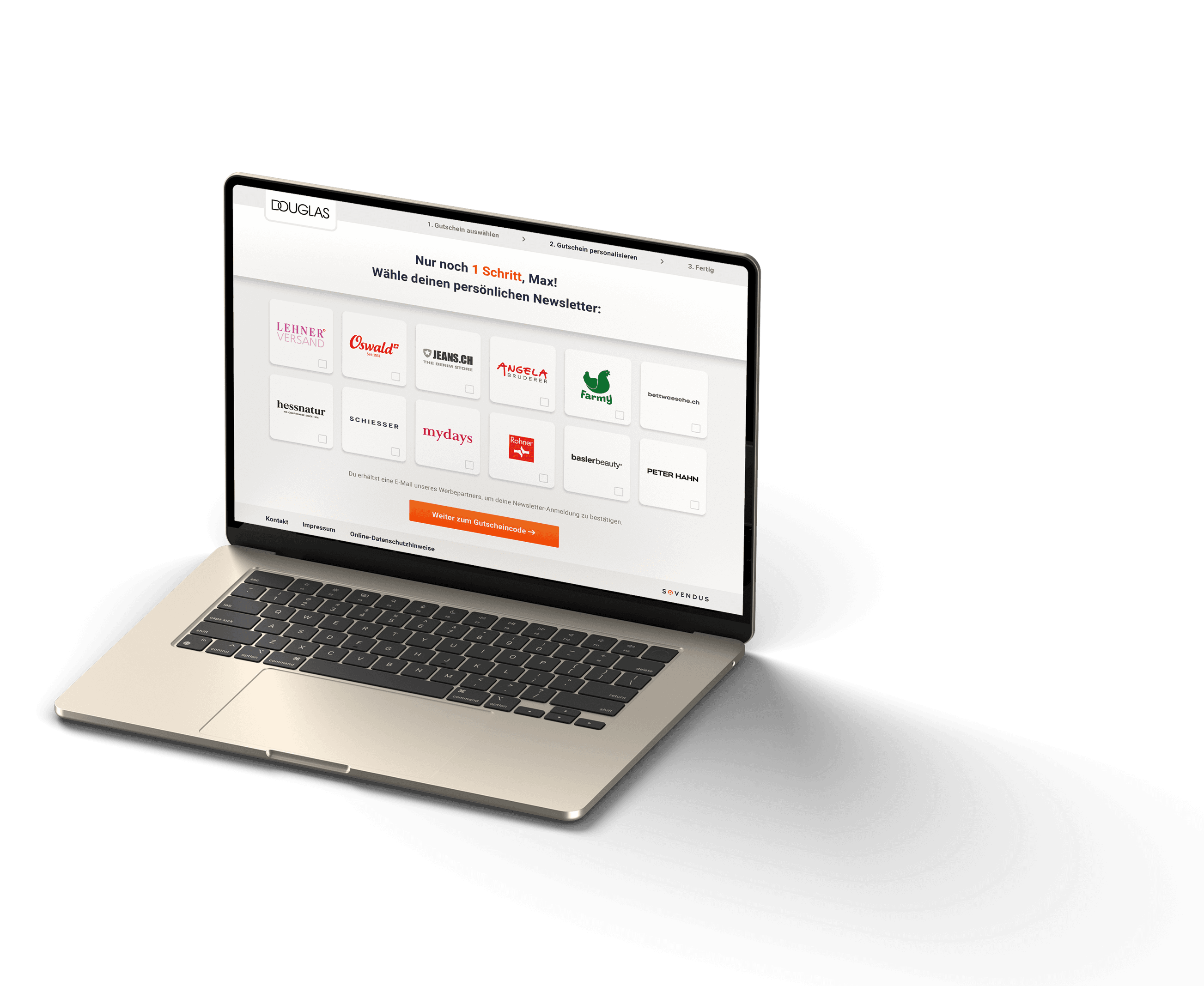 Laptop mit Sovendus Leads Produkt-Screen