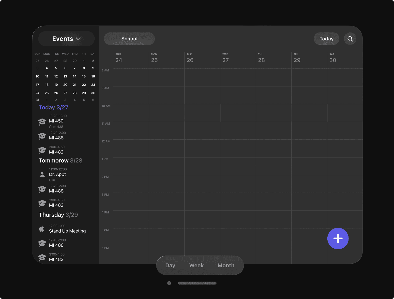 Initial Mockup of spatialCal in Figma