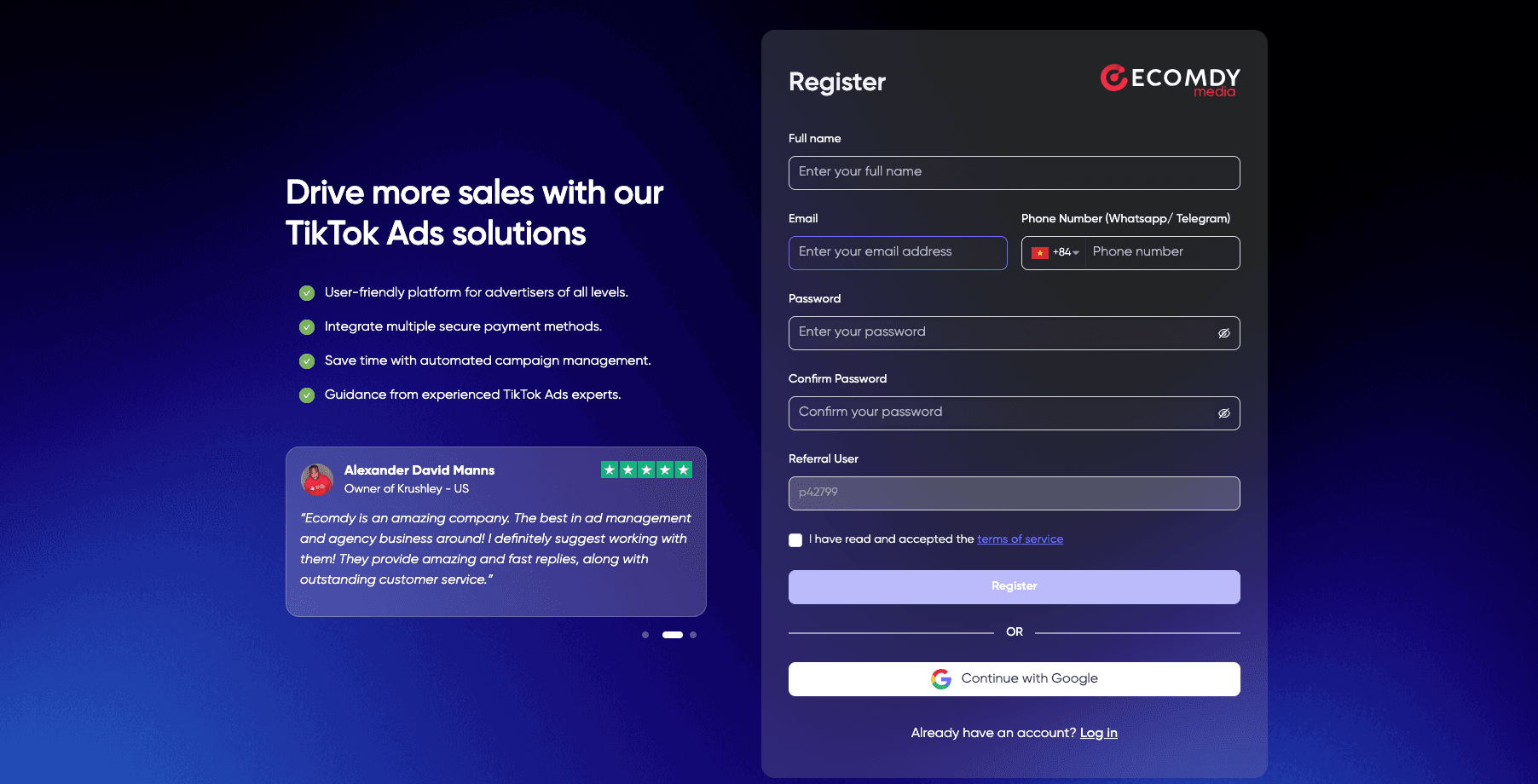 Get a TikTok Agency Ad Account with Ecomdy